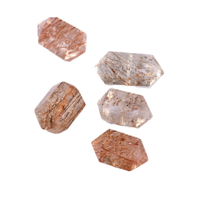 천연 블랙 골드 슈퍼 7 이중 지적 느슨한 비즈 크리스탈 헤어 크리스탈 기하학적 조각 단일 DIY 동반 육각 프리즘