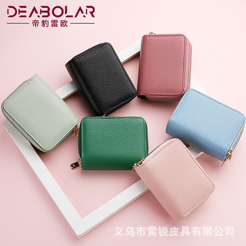 Multifunctional card holder wholesale  new accordion card holder double zipper women's wallet large capacity pu card holder