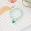 Blue Bucket Bead Blue Butterfly Bracelet #SZ618