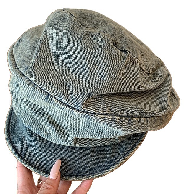 Basco in denim lavato vintage da donna, cappello ottagonale_voghion.com