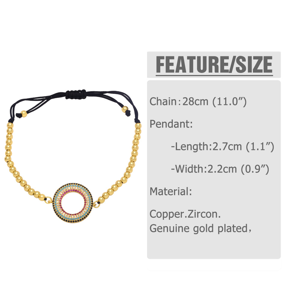 Fashion Circle Copper Bracelets Gold Plated Zircon Copper Bracelets