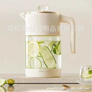 Bear Glass Cold Water Pitcher, Heat-Resistant, High Borosilicate, Household Dustproof Water Storage Pitcher, Cold Brew Tea Water Cup Pitcher
