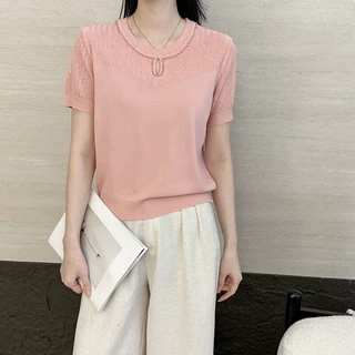 冰丝短袖t恤女2026新款爆款洋气时尚夏装薄款宽松百搭打底T上衣