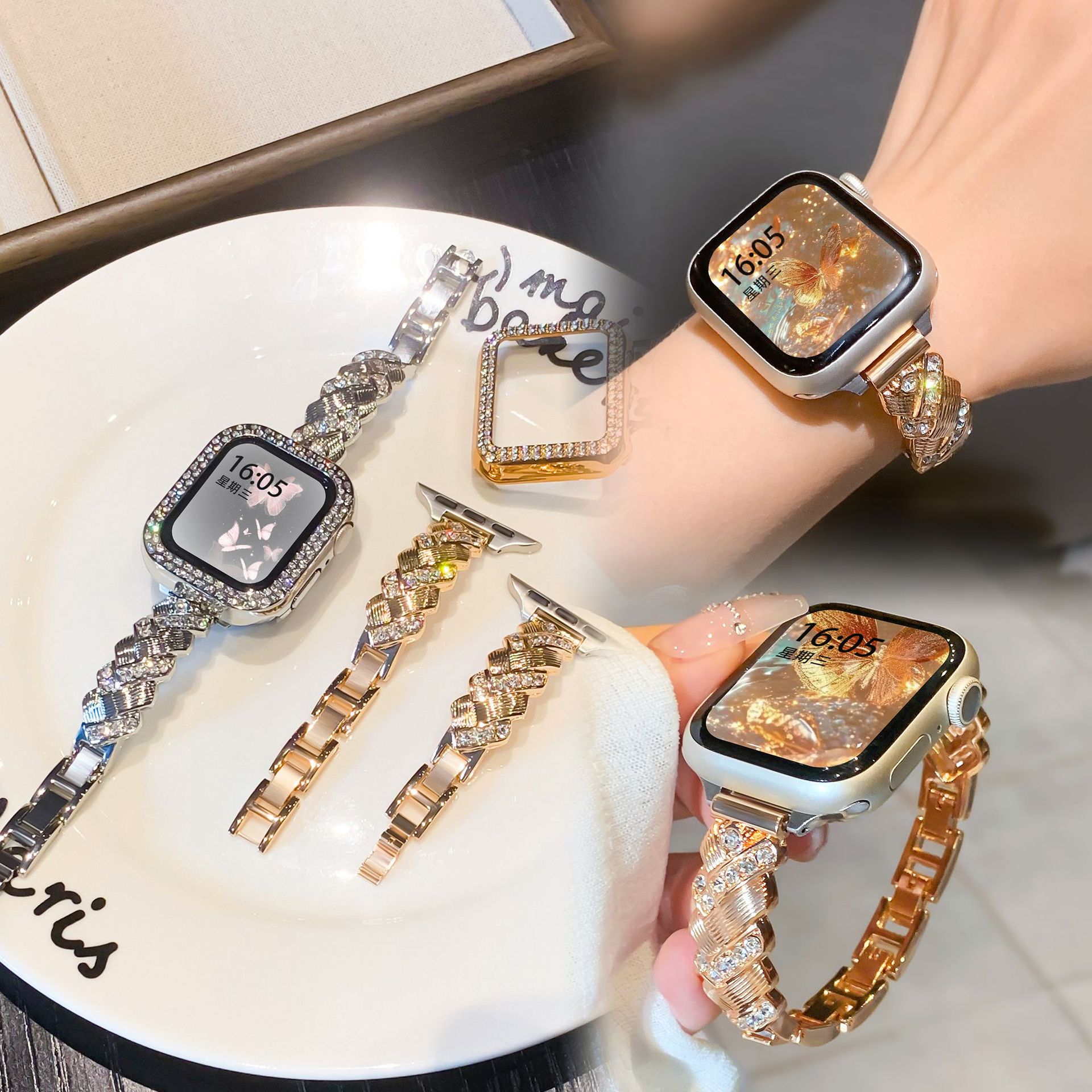 Suitable for Apple Watch Strap, Fashionable New Applewatch Strap, High-End Wheat Braided Bracelet Bracelet