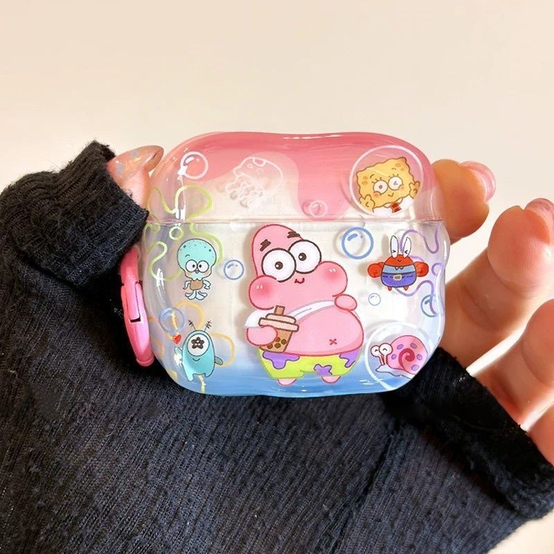 Cute SpongeBob Pie Big Star para AirPods 4 generación de auriculares Bluetooth AirPodPro3 cubierta 5