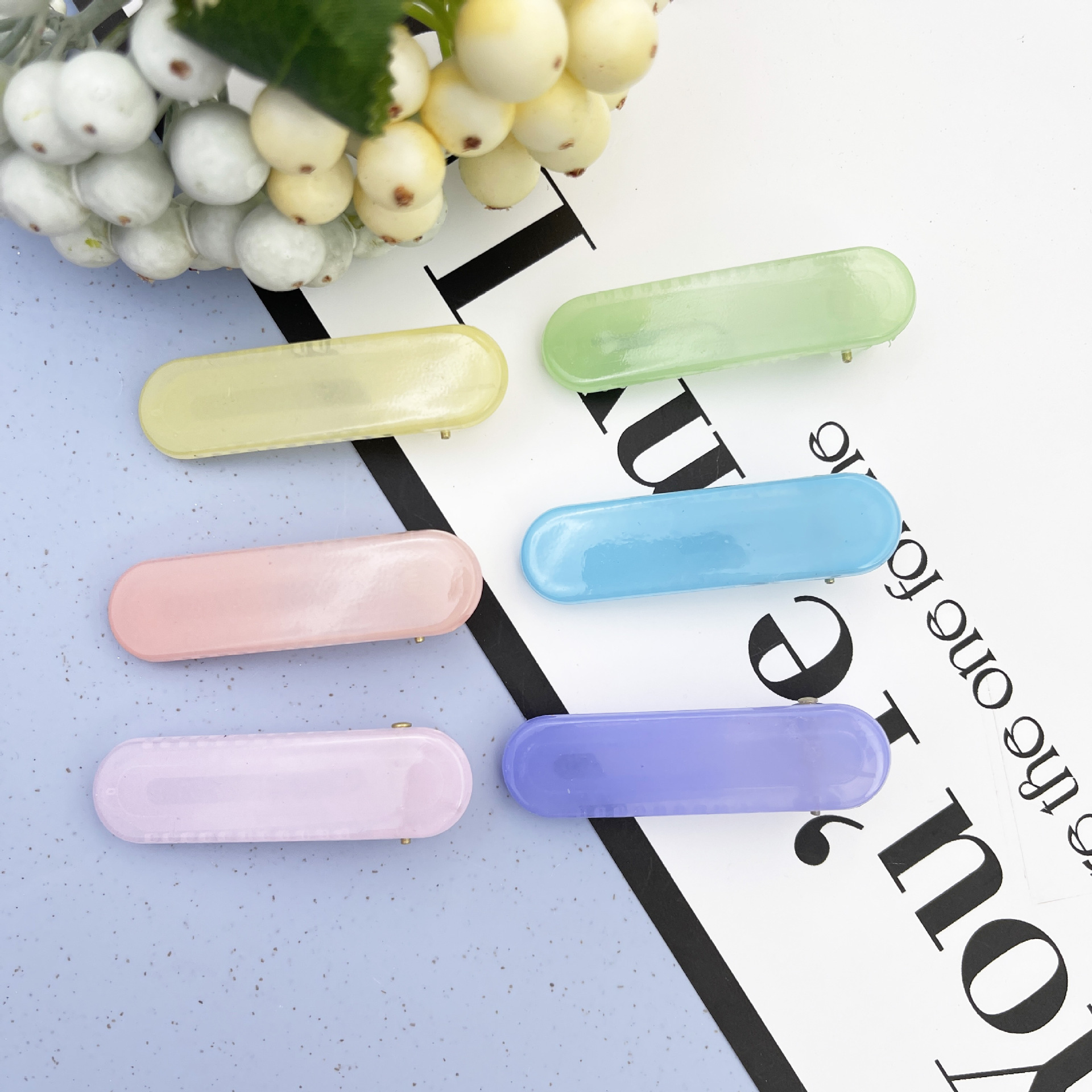 Vernice Macaron Gloss 2024 8 caratteri Fermaglio a becco d'anatra Colore frutta Fermaglio per capelli senza cuciture Accessori per capelli carini Fermaglio laterale Frangia Accessori_voghion.com