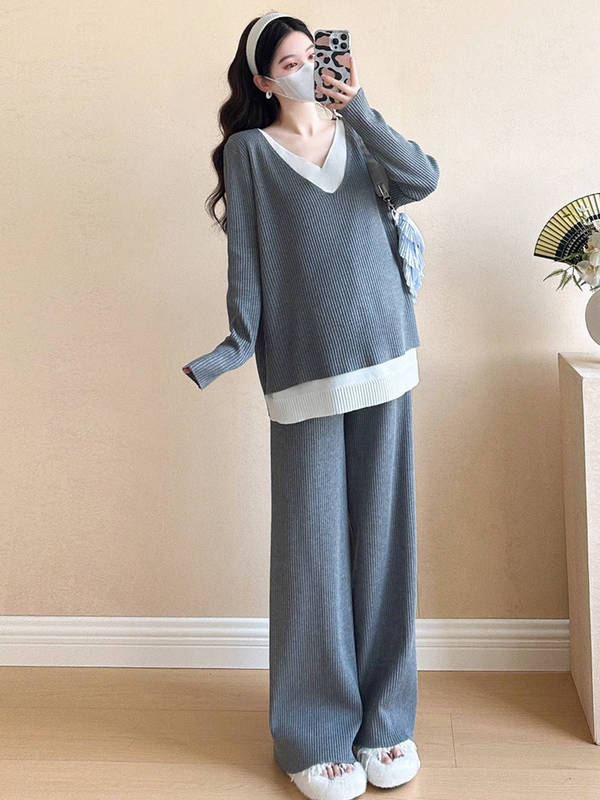 婧麒孕妇套装新款秋冬孕期随性慵懒假两件套孕妇装孕妈高级穿搭女|undefined