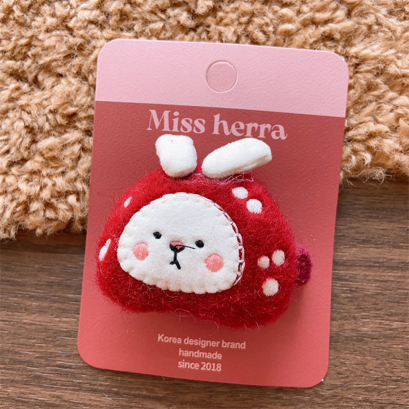 Christmas gift Children's Christmas holiday cute velvet stuffed cotton mushroom intestine ring girl Christmas socks wine red cane duckbill clip_voghion.com