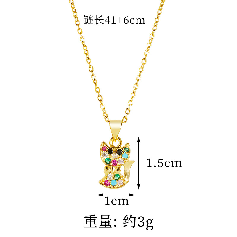 Vietnam Shajin estilo caliente personalidad moda lindo gato collar con microincrustaciones pendientes conjunto de joyería joyería transfronteriza europea y americana