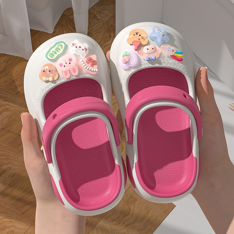 Children's Cave Shoes Girls' Sandals Mary Jane Women's Shoes Girls' Slippers Summer Soft Sole Bag Heel Sandals Baotou