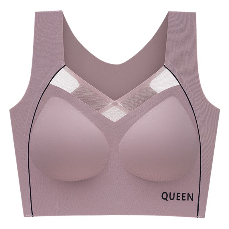 Seamless beauty back Plus size ropa interior de las mujeres a prueba golpes soporte superior push up Sujetador deportivo inalámbrico ensanchado pared lateral cubierta del pecho