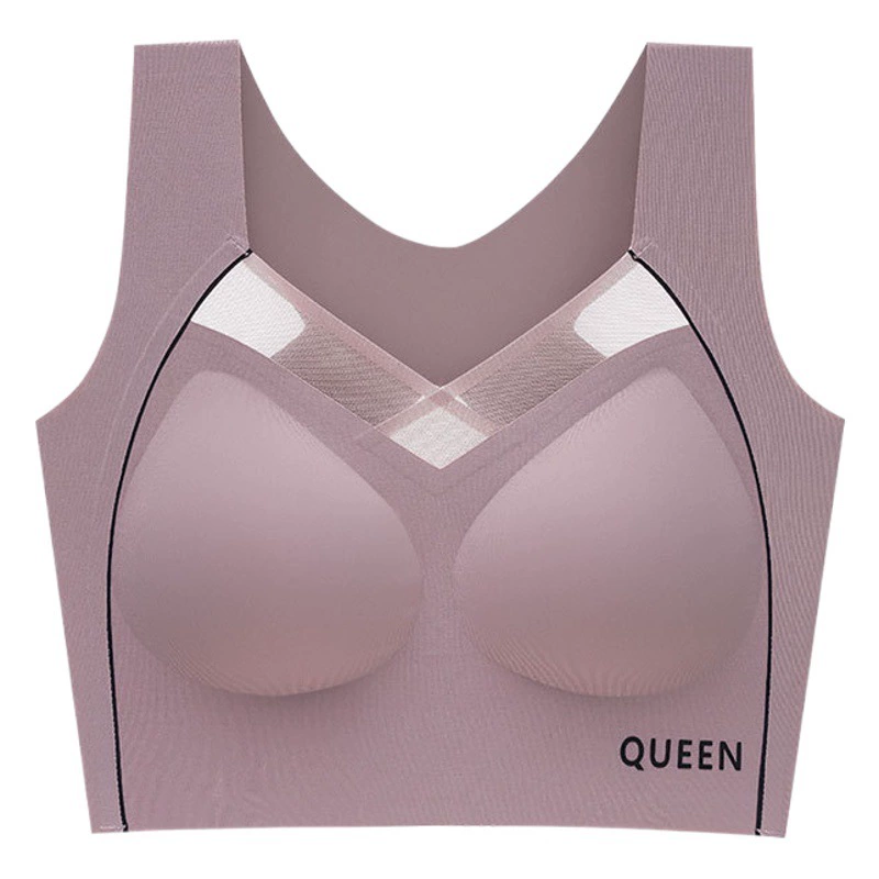 Бесшовное нижнее белье больших размеров, Женский противоударный верхний бюстгальтер, спортивный бюстгальтер пуш-ап без оправы, Расширенный чехол для груди с боковой стенкой