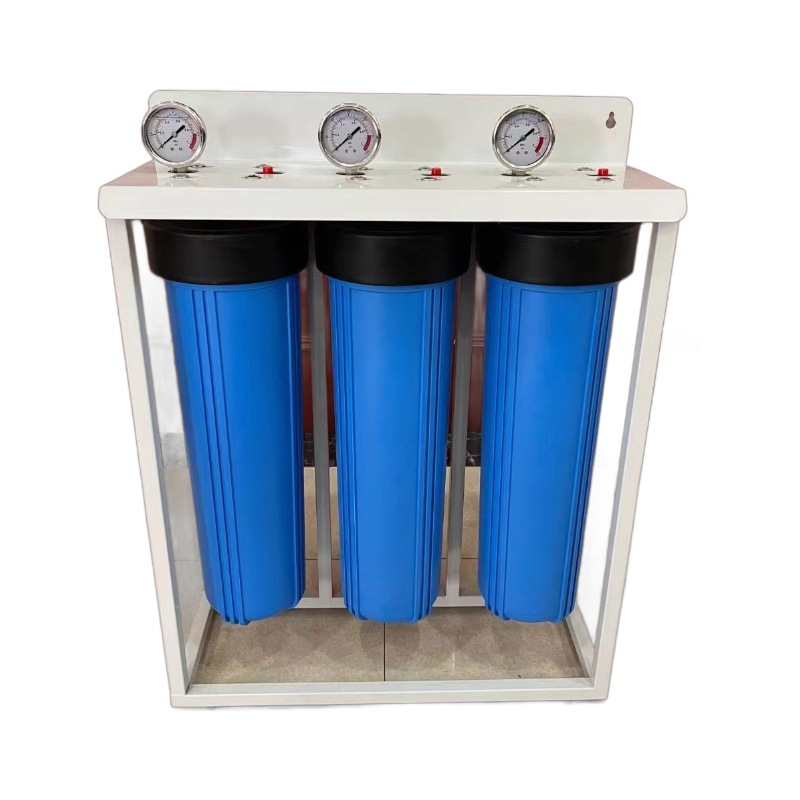 Purificador de agua de dos etapas de tres etapas grande flujo de 10 pulgadas 20 pulgadas filtro azul purificador de agua de tubería