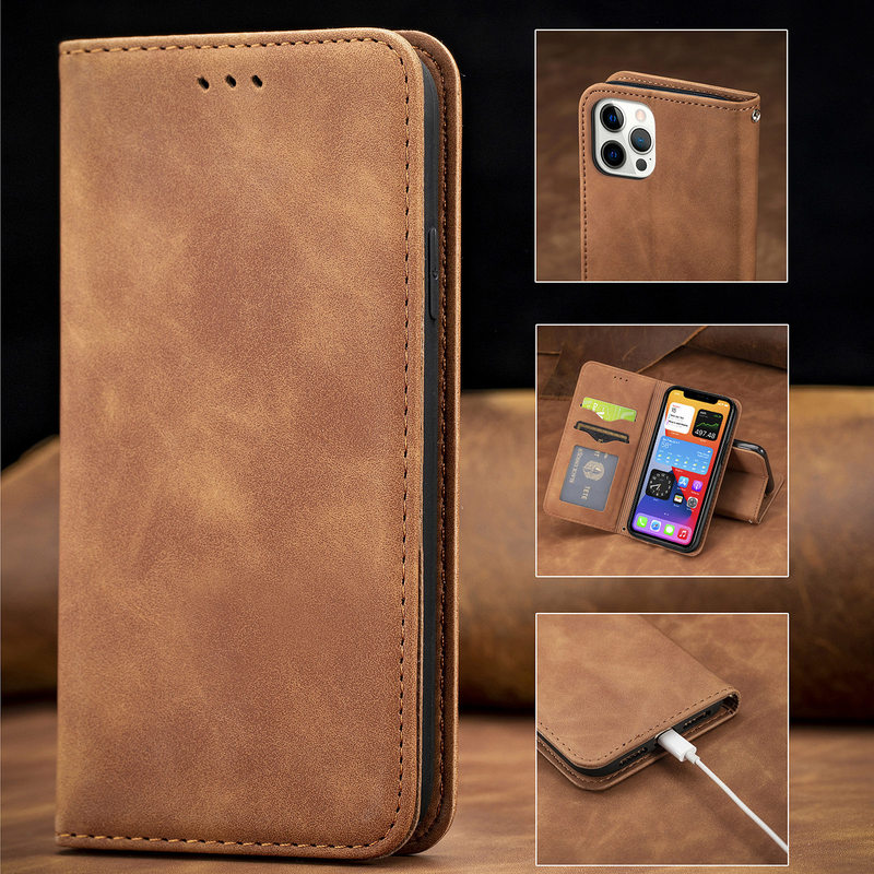 Wholesale Suitable for Apple 17Promax Phone Case with Skin-Like Texture, Business High-Quality Magnetic Samsung S26Ultra Leather Case