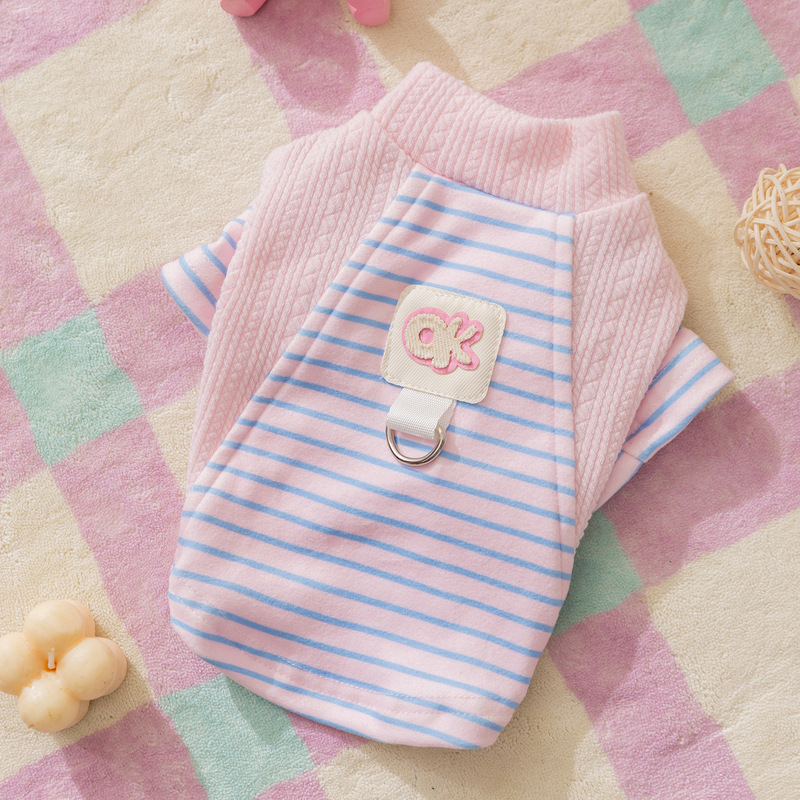跨境宠物衣服可爱条纹布标家居服保暖秋冬季中小型犬泰迪狗狗服装|undefined