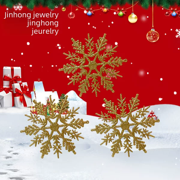 Christmas Decorative Snowflakes 10cm Plastic Snowflakes Christmas Decorations Wall Arrangement Christmas Tree Three-Dimensional