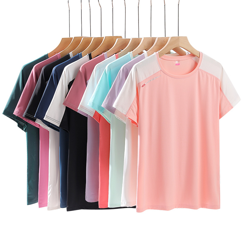 Sports Short-sleeved Women's Quick-drying Professional Running Training Fitness Ice Silk Outdoor Breathable T-shirt Top Badminton Men