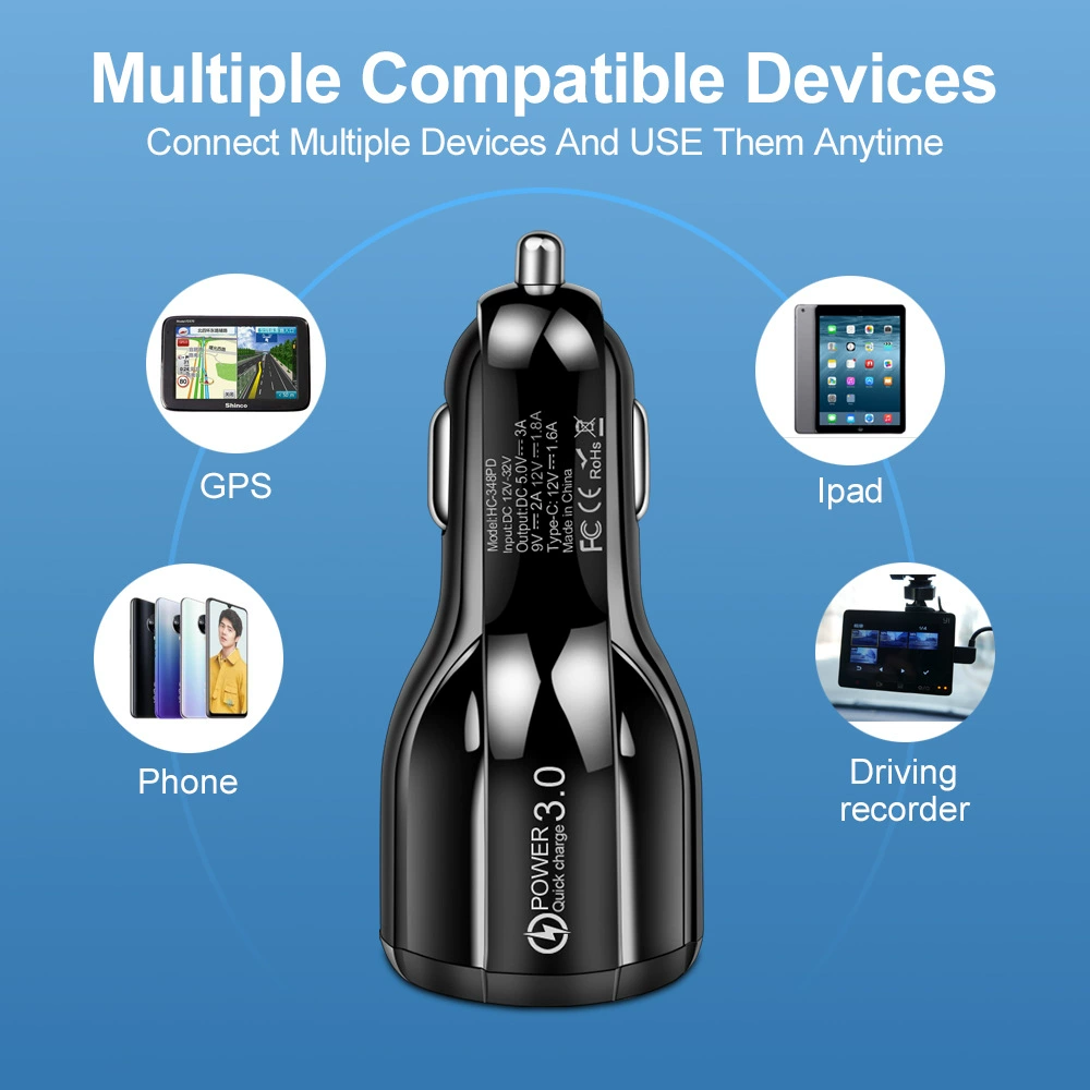 Набор 30W QC3.0 USB+PD быстрая зарядка автомобильное зарядное PD Type-C автомобиль быстрая зарядка свечной зажигание быстрая зарядка