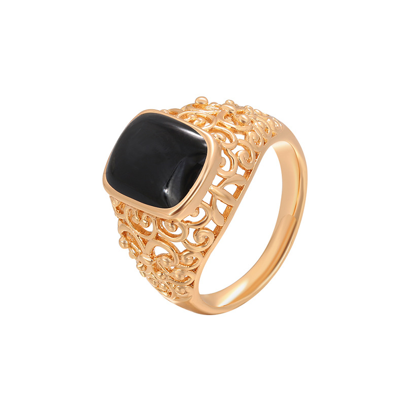 Xuping joyería hueco diseño retro anillo de aleación de cobre chapado 18k color nicho temperamento anillo transfronterizo al por mayor