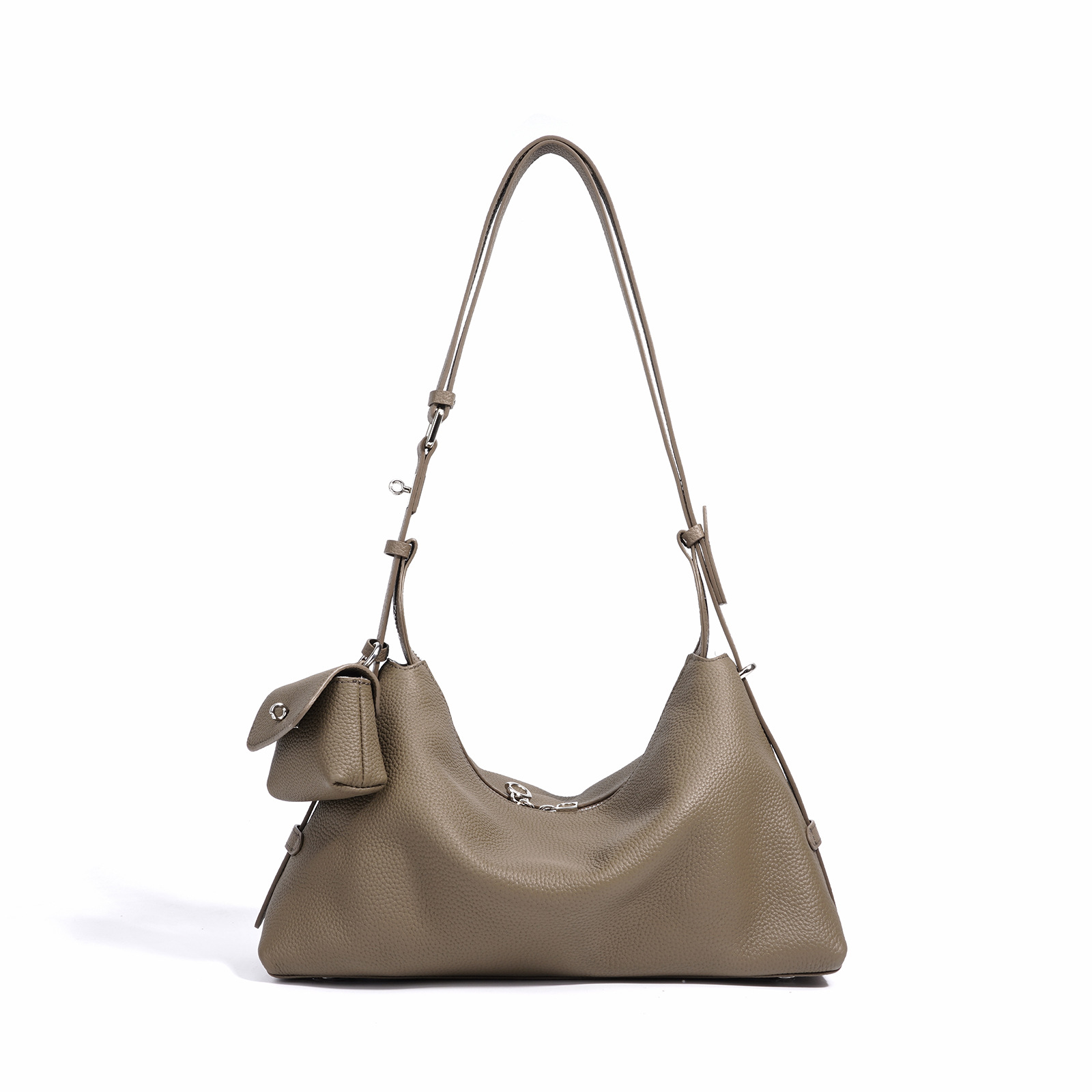 Women's Genuine Leather Handbag 2025 New Design Niche Crossbody Bag Korean Style Zipper Top Grain Cowhide Pillow Shoulder Bag - Thumbnail 6