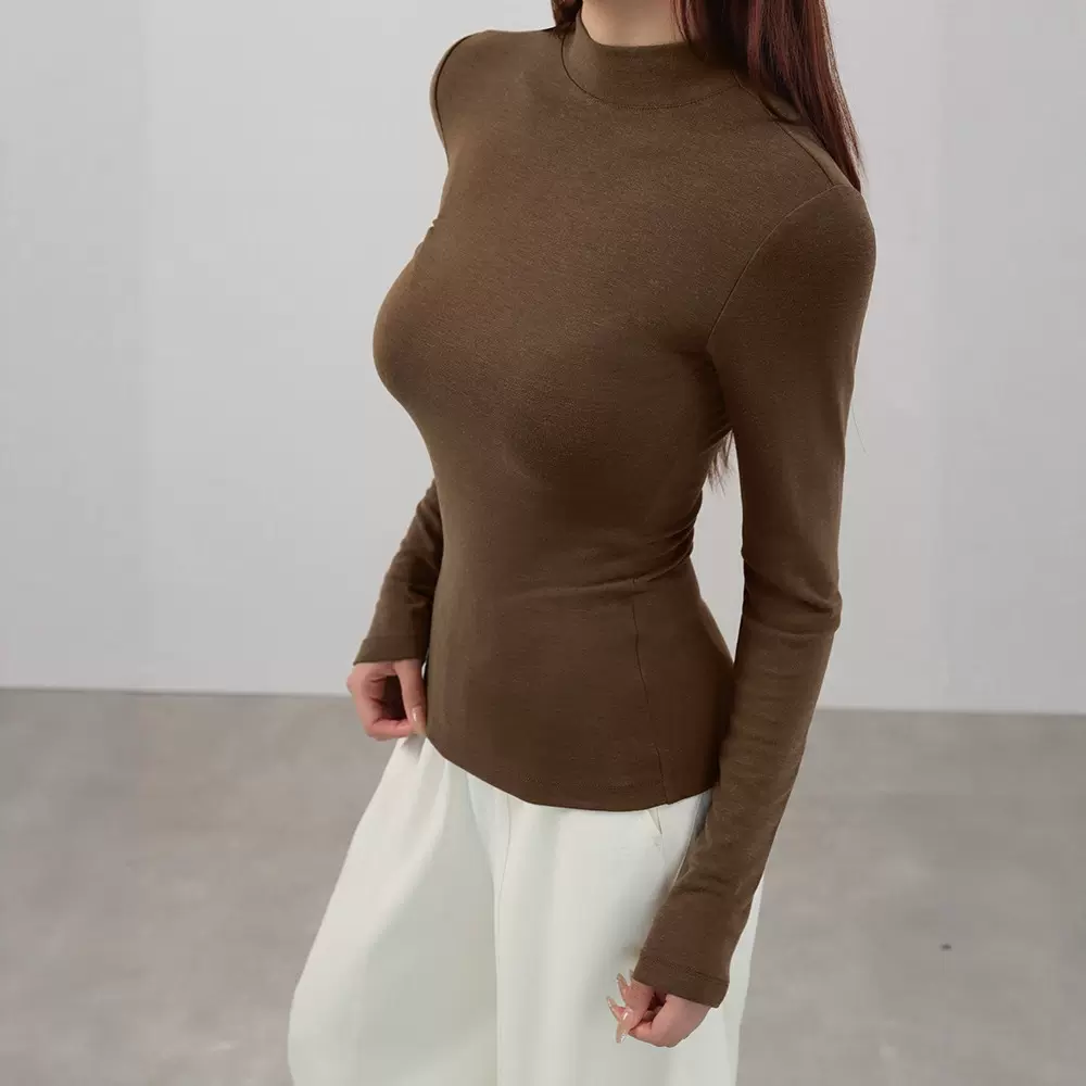 【山羊绒】半高领打底衫女2025新款秋冬内搭高级感显瘦正肩上衣