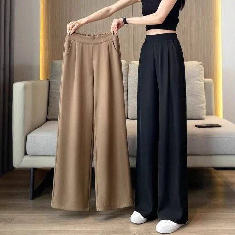 100kg Women's Suit Pants Spring and Autumn High Waist Drapey Wide Leg Pants New Summer Thin Casual Narrow Straight Leg Women's Pants