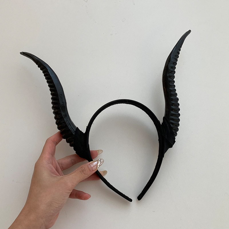 Halloween cosplay props cuernos diablo disfraz batear orejas del diablo peinado bandejas de pelo