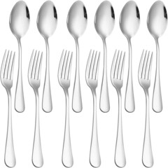 アマゾンクロスボーダー1010西食器デザートフォークスプーン家庭用レストラン厚いステンレススプーンフォーク12点セット