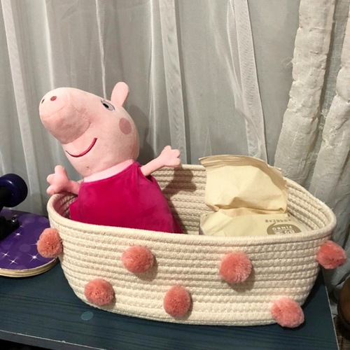 Cotton rope storage basket woven thick desktop cosmetics storage basket small small storage organizer mini storage box