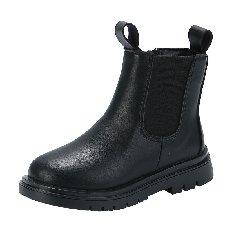 Kinderschuhe Herbst und Winter 2024 neue lässige feste Farbe mittlere große Leder weiche Sohle einzelne koreanische Version_voghion.com