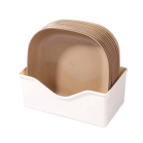 Wheat Straw PP Macaron Boneless Dish Household Desktop Garbage Bone Plate Anti-Slip Plastic with Base Storage Tray