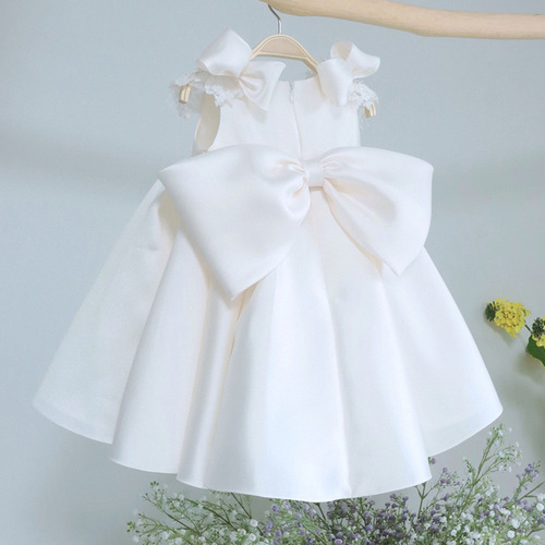 Princess Dress Children's Formal Wear 2024 New Middle and Small Children White Tulle Little Girl Princess Dress Kids