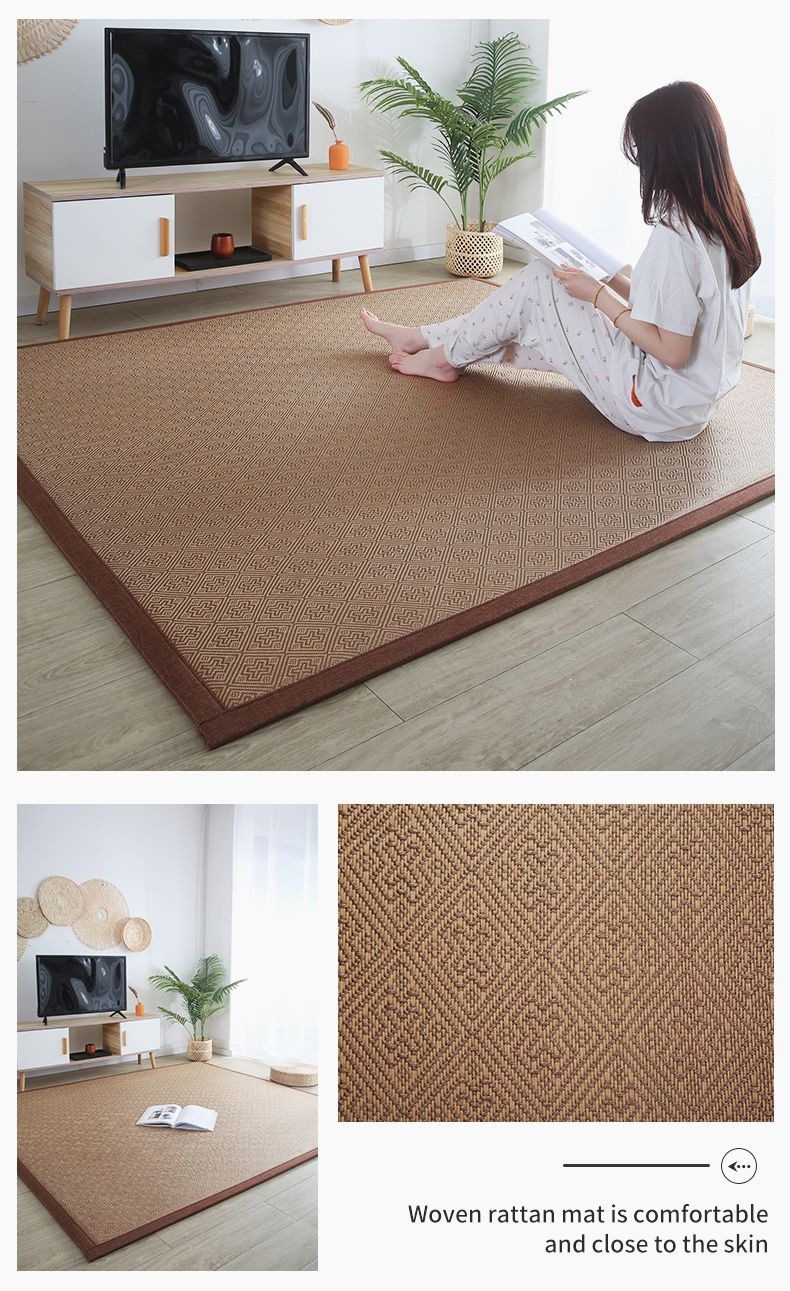 Summer Japanese-Style Cooling Mat for Bay Window, Balcony, Tatami, Straw Mat, Tea Table, Bedside Carpet, Simple Modern Children's Crawling Mat