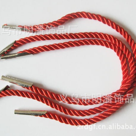 供应IMG2918款彩色尼龙绳礼盒提手绳两头三点铁扣倒刺绳子