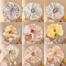 夏季碎花小清新大号大肠发圈蕾丝花边少女扎马尾头绳甜美皮筋发饰