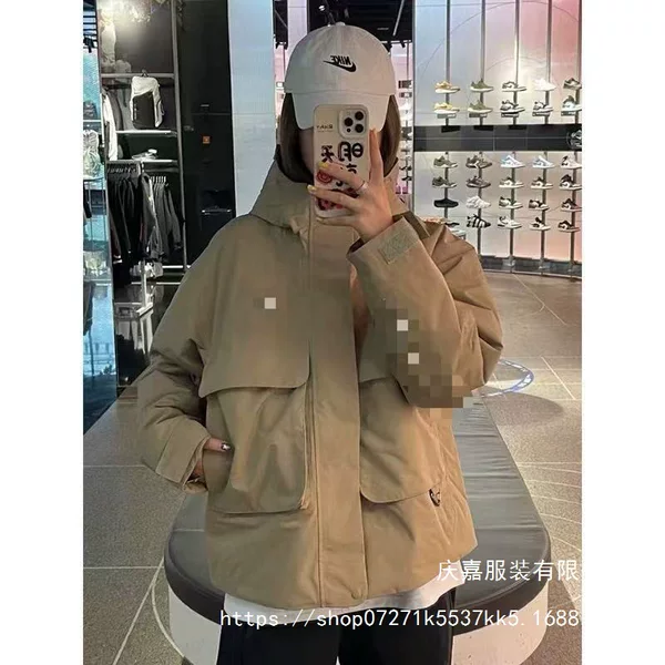 2025 Autumn/Winter New Collection: AGNk Trendy Brand Collaboration, Multi-Pocket, Washed Heavyweight Hooded Workwear Jacket for Men and Women, Wholesale