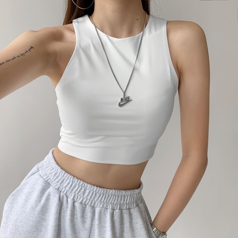 Cross-border wholesale back short small vest women's Korean version of the navel strap slim summer sports outer wear inner base shirt Cross-border wholesale back short small vest women's Korean version of the navel strap slim summer sports outer wear inner base shirt