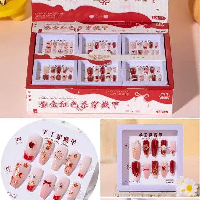 2026 New Style Manicure Stickers, Red Wearable Nails, High-End, Cute, Long and Short Fake Nails, Removable 2026 New Style Manicure Stickers, Red Wearable Nails, High-End, Cute, Long and Short Fake Nails, Removable