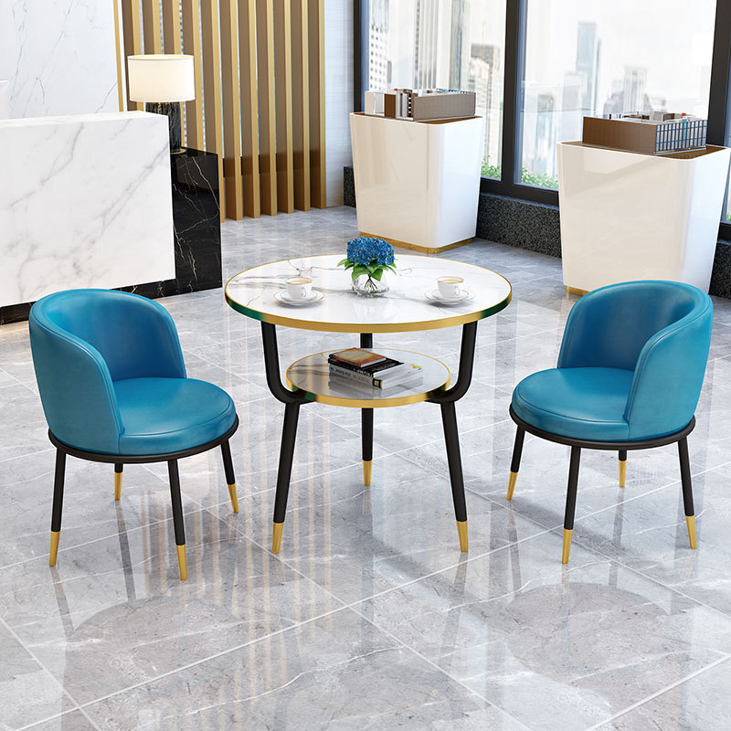 Fábrica directa de lujo ligero de recepción mesa y silla combinación de mesa de comedor de pequeño tipo de casa ocio leche tienda de té Negociación de café