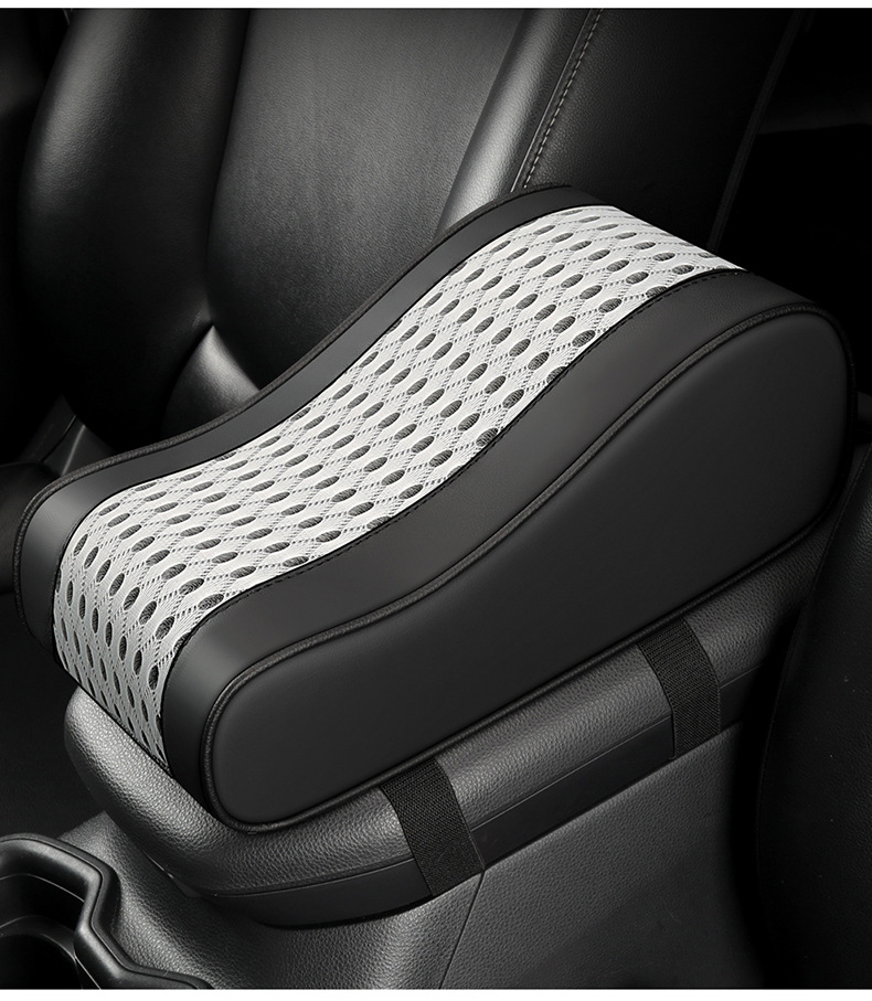 New car armrest box cushion leather mesh fabric central armrest height pad memory cotton car armrest box cushion cover