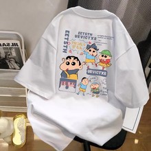 高品质纯棉白色t恤女卡通印花情侣装短袖美式复古宽松显瘦上衣夏