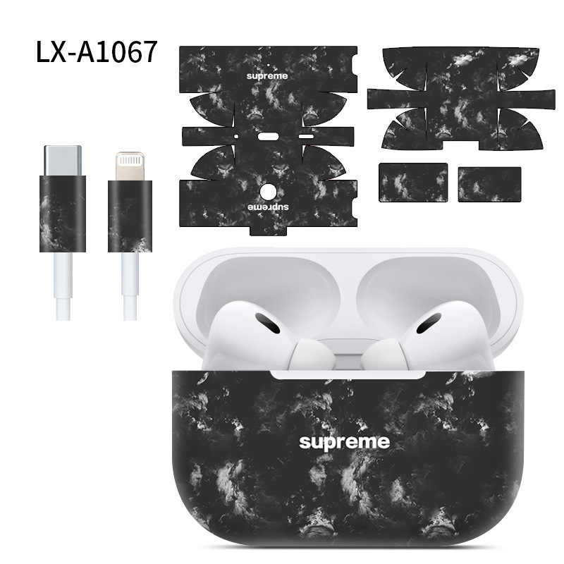 Adecuado para pegatinas de AirPods Pro2/Pro3, textura mate, película para auriculares Apple, película protectora de cobertura total
