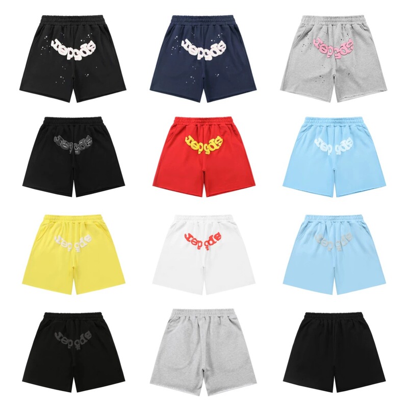 Meichao Sp5Der 555 555 Classic Foam Letter Summer Men's and Women's Printed Loose Casual Sports Shorts