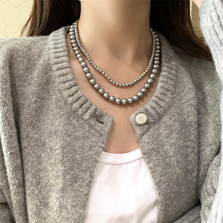 13g Weight Necklace Classification Artificial Pearls Chain Material 1 Piece Quantity Holiday, Daily Occasion 304 Stainless Steel, Artificial Pearl Material Geometric Pattern Women's Gender Beaded Design Elegant, Simple Style Style Elegant Simple Style Geometric 304 Stainless Steel Artificial Pearl Wholesale Necklace 4