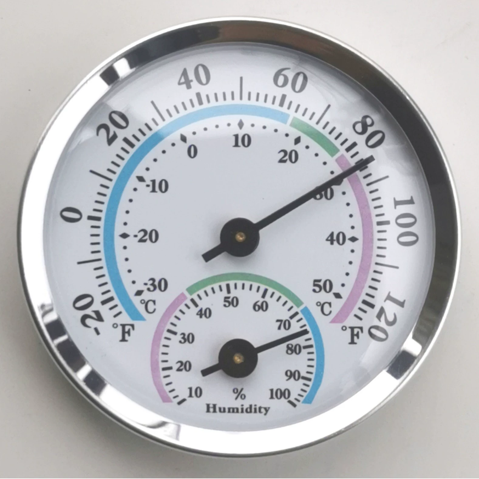 TH103SF-диаметр 57 м, измеритель температуры и влажности серебристого алюминиевого корпуса (дизайн поверхности американской пластины)