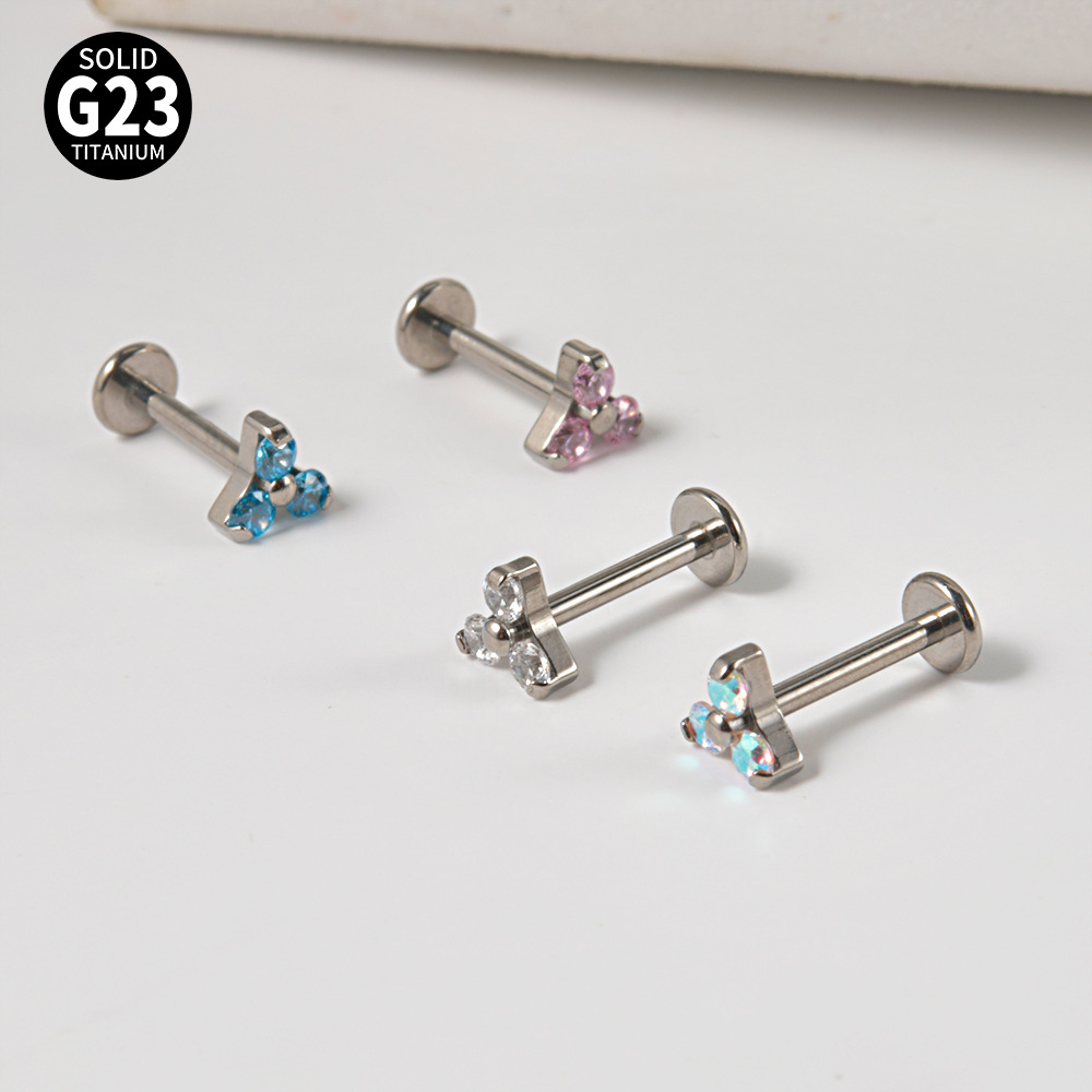 1 Pièce Simple Style Fleur En Acier Inoxydable Placage Incrustation Zircon Lèvre Stud display picture 4