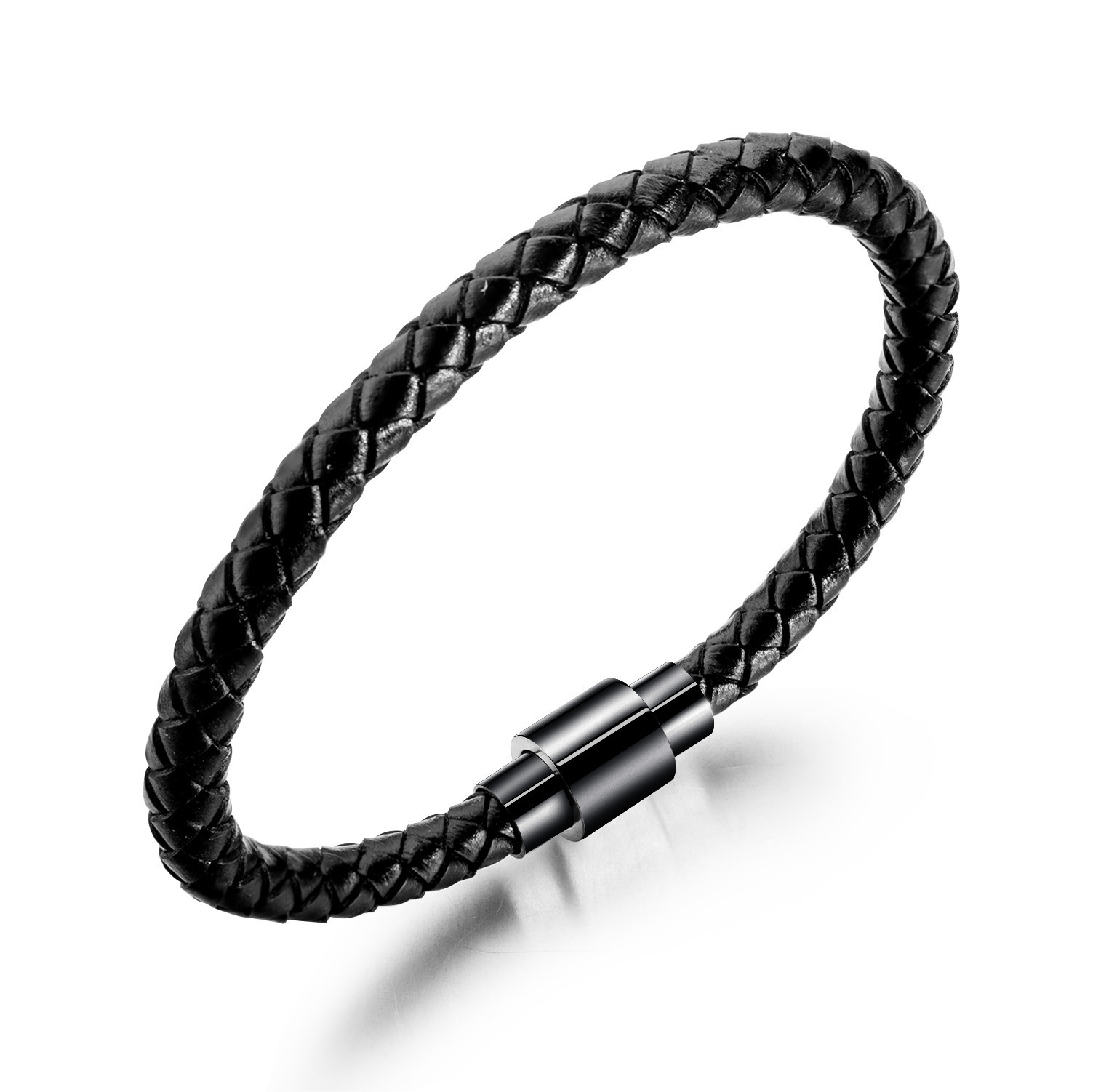 Men's Braided Leather Bracelet Waterproof And Hypoallergenic_voghion.com