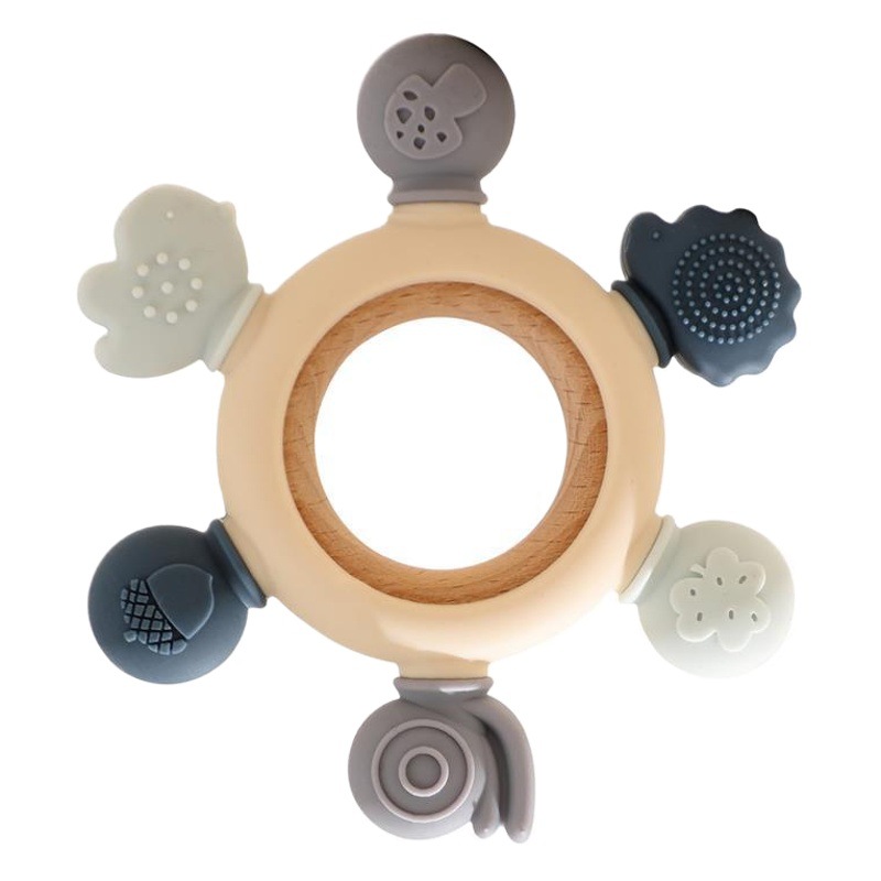 Bosque patrón mordedor bebé mordedor palo de silicona bebé mordedor juguete calmante hervida anti-comer mano artefacto