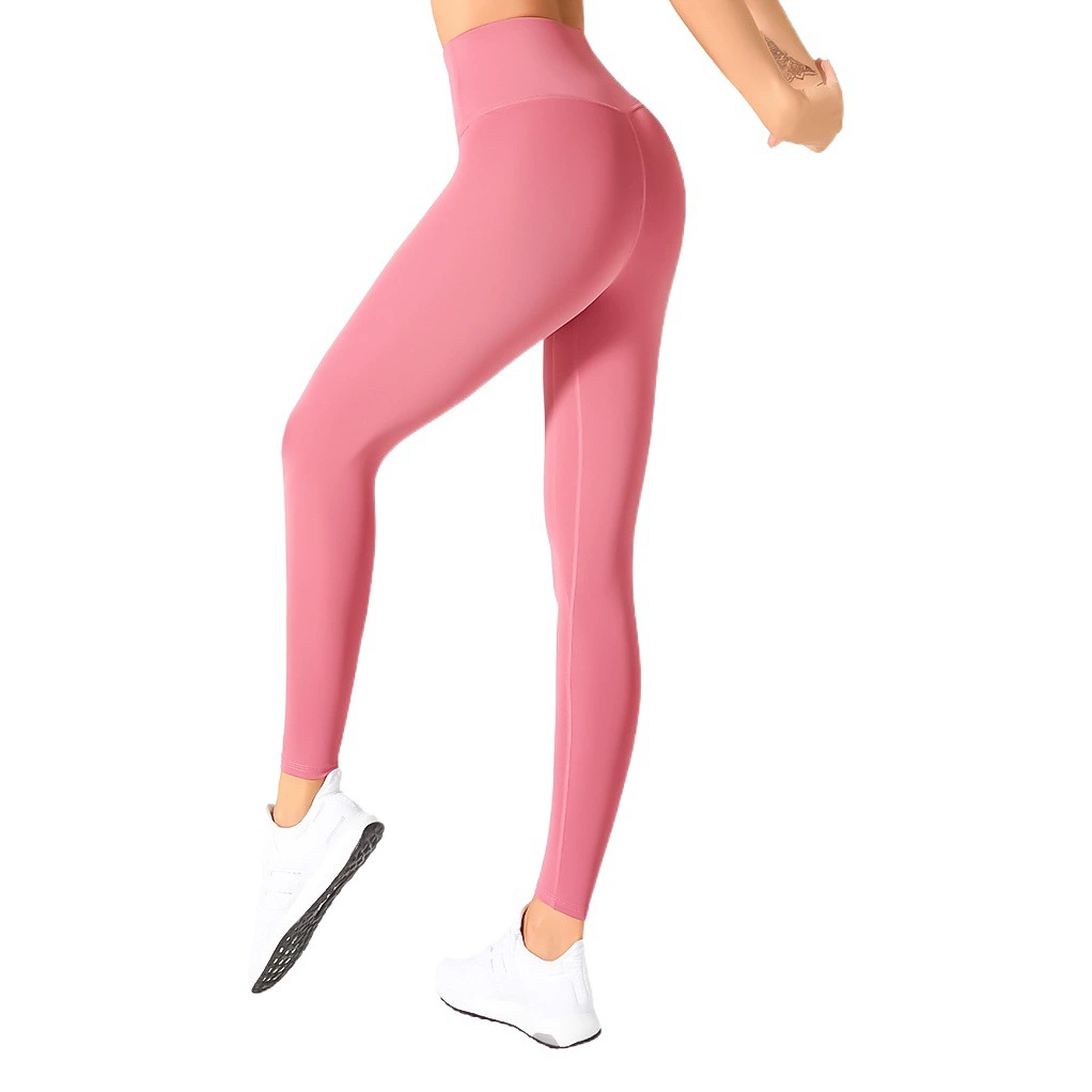 Бесшовные голые персиковые спортивные штаны для йоги с высокой талией