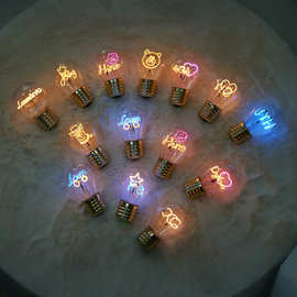 定制文字卡通造型彩色LED充电灯泡G68便携式趣味装饰爱迪生小夜灯